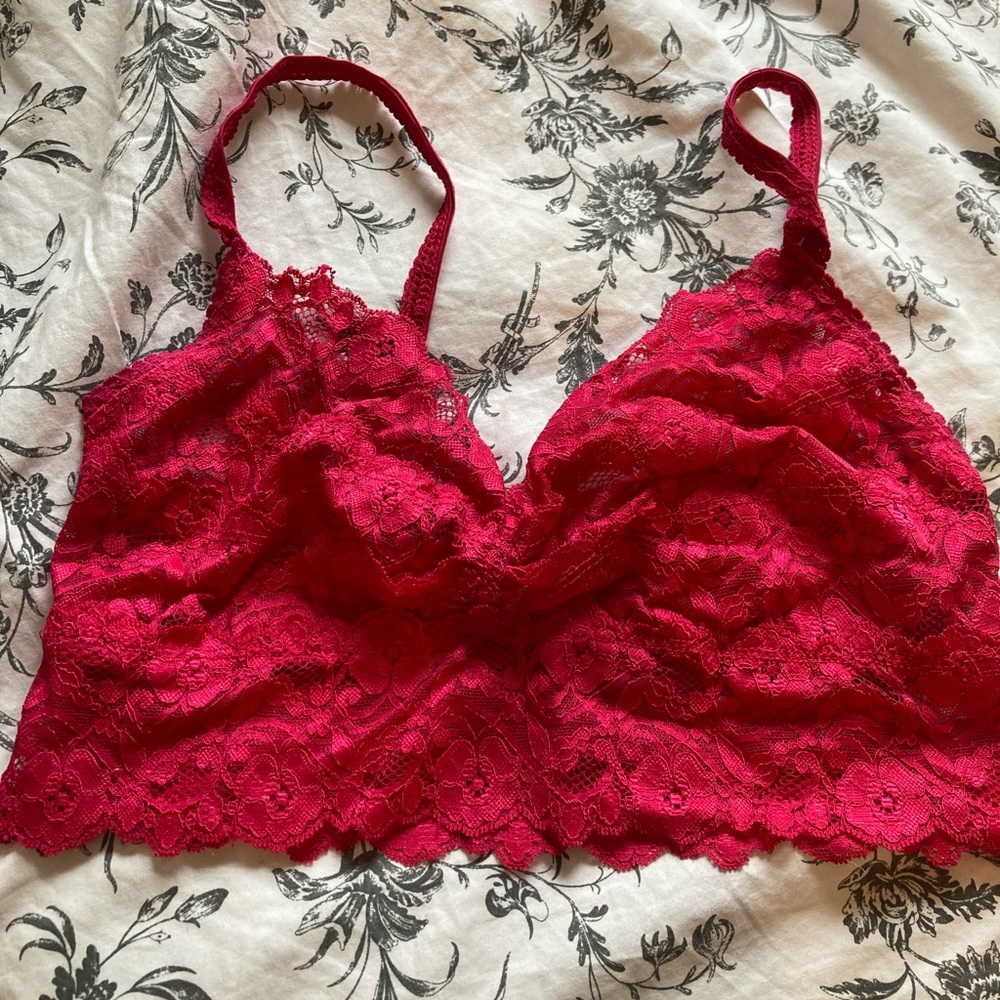 Hot pink lace bralette